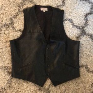 Men's Black Leather Vest